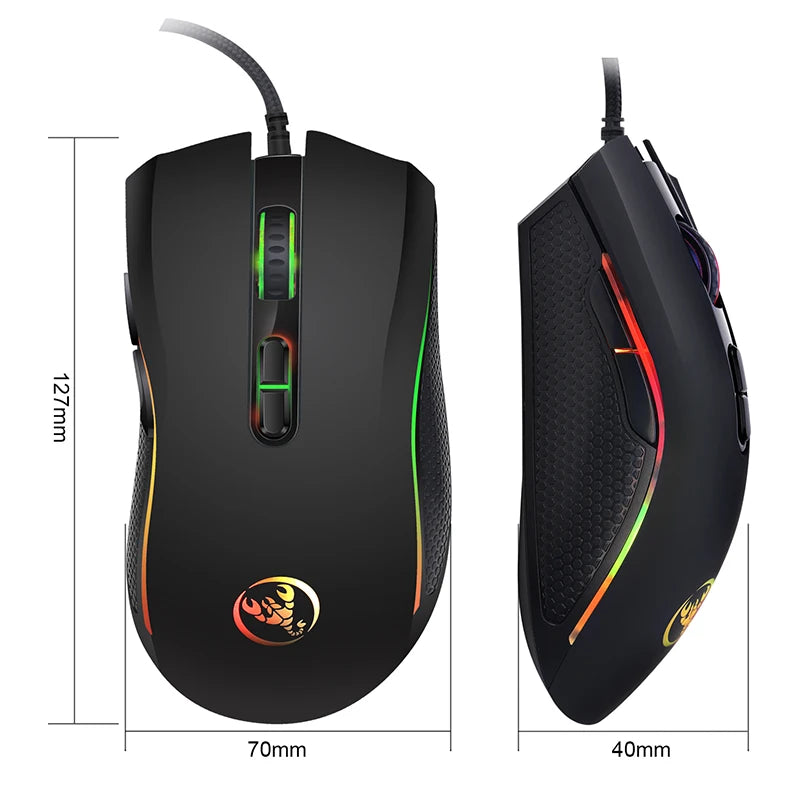 Novo mouse gamer com fio para jogos, 7 botões, 3200DPI, LED, óptico, USB, computador, mouse, jogo, mouse, mause, para, pc, computador, gamer